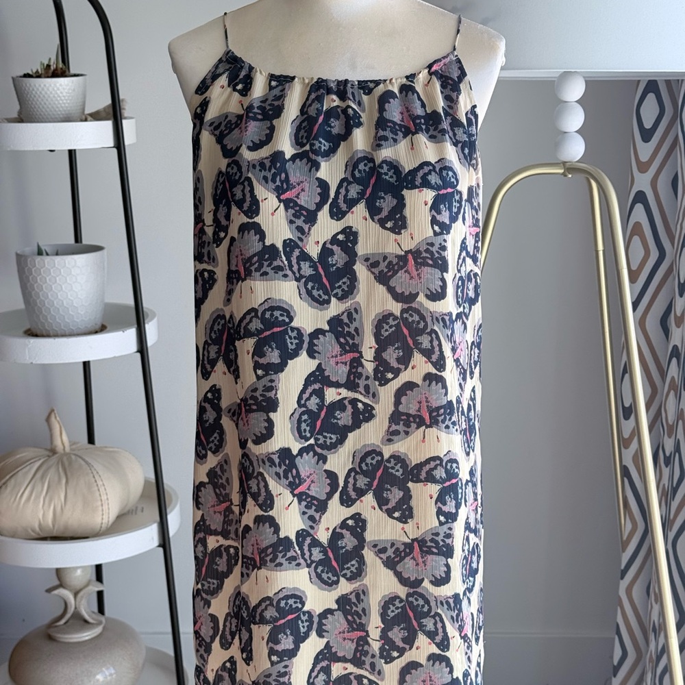Tucker Butterfly Print Midi Dress - Black and Cream